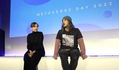 Yaiza Rubio y Chema Alonso, en la presentación del Metaverse Day de Telefónica.