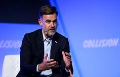Franz Fayot, Minister of the Economy, Government of Luxembourg, on Future Societies Stage during day one of Collision 2022 in Toronto, Canada.